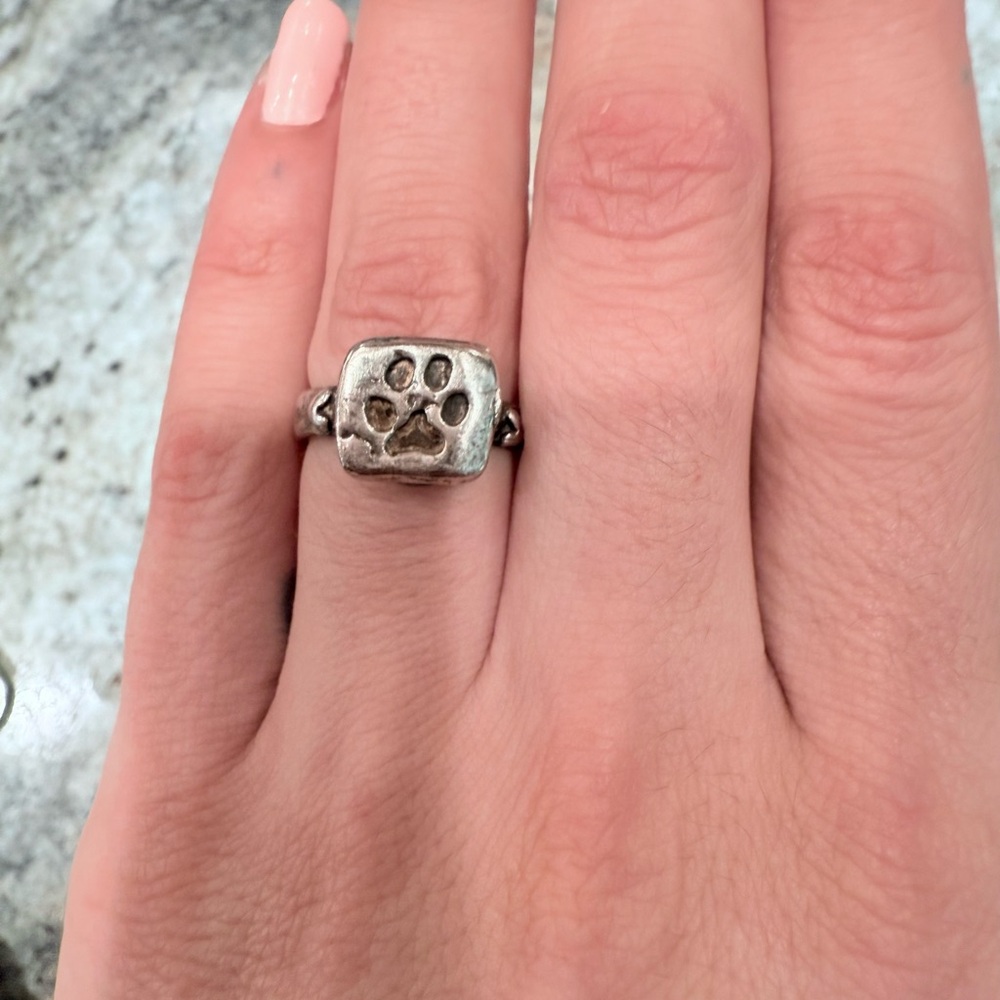 Retired Island Cowgirl Sterling Silver Ring with Paw print center